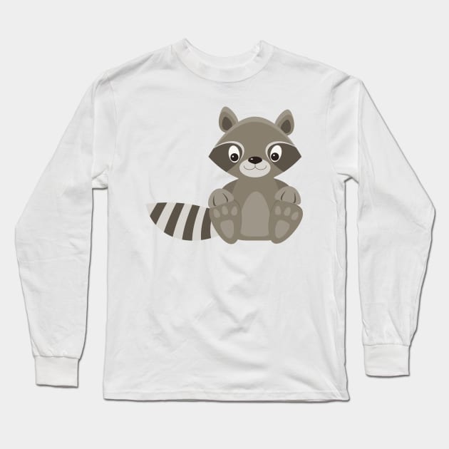 Raccoon cute baby animals Long Sleeve T-Shirt by IDesign23